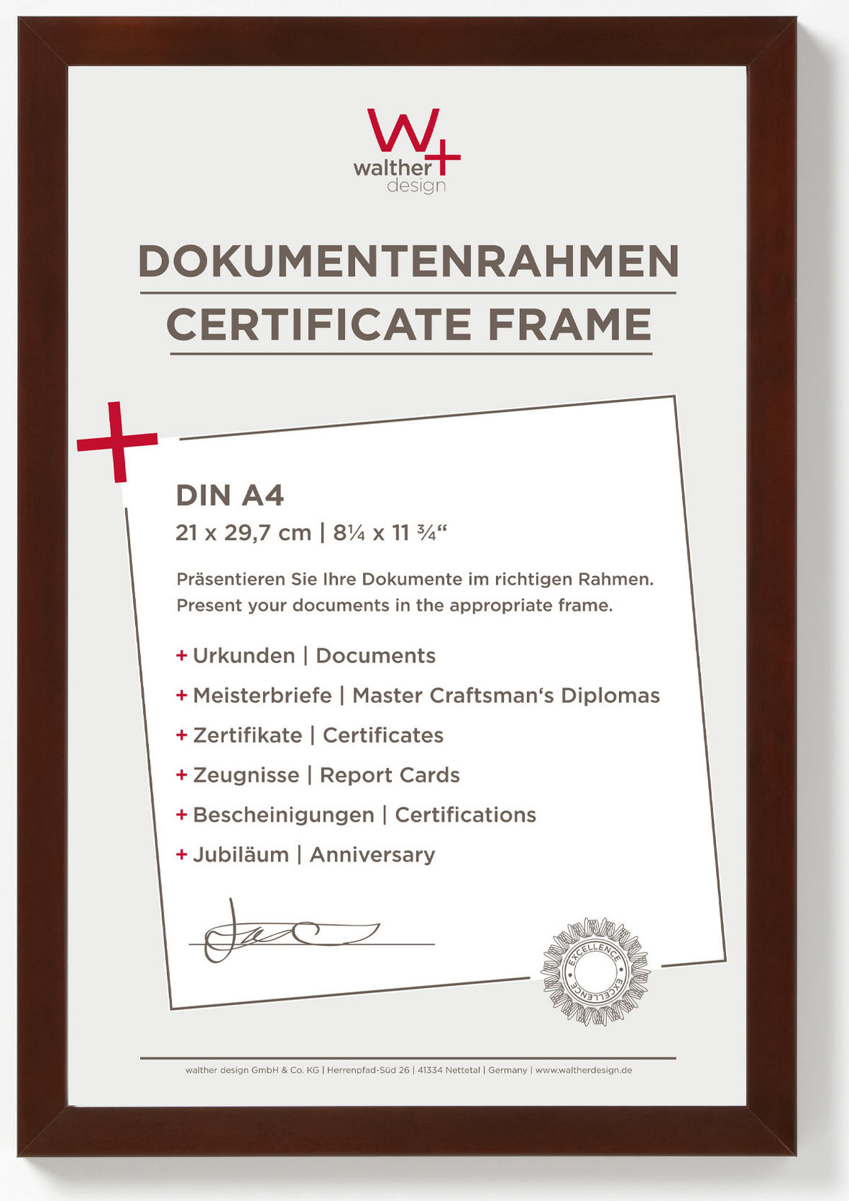 BILDERRAHMEN Peppers Holzrahmen 21x29,7 Nussbaum - Nussbaumfarben, Holzwerkstoff (22.9/32/1.5cm) - walther design