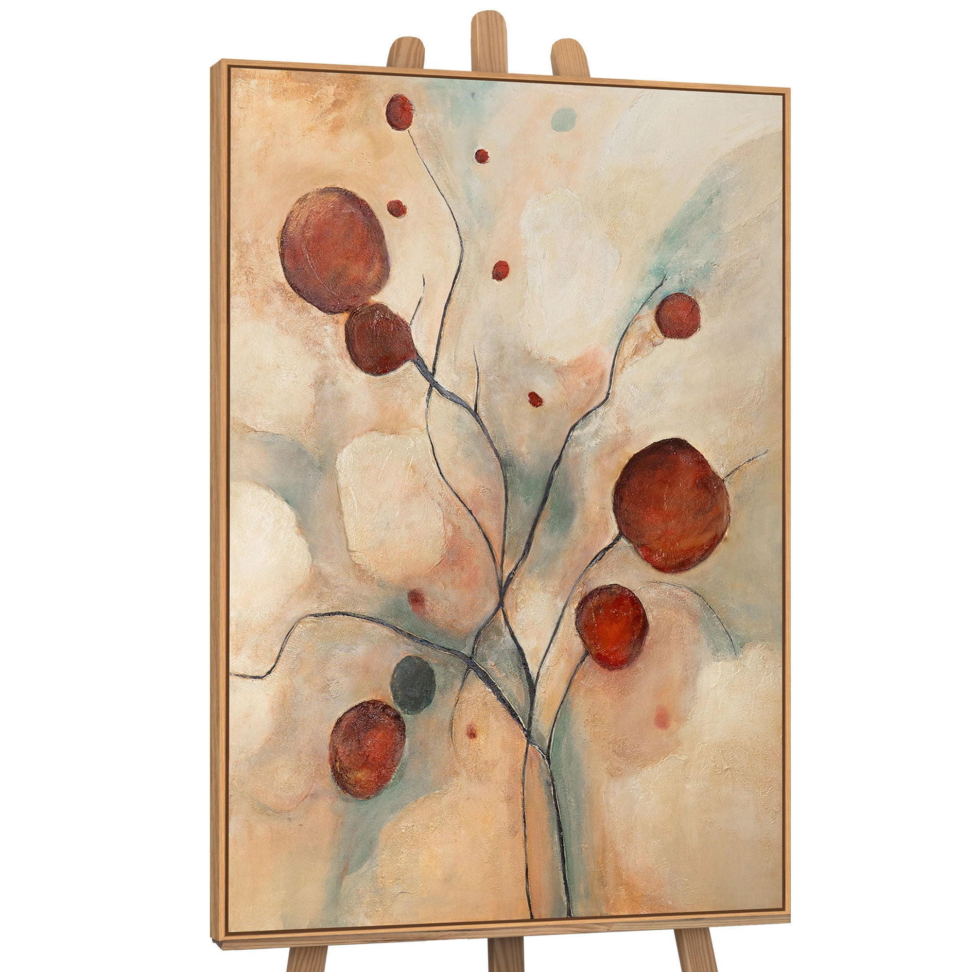 GEMÄLDE Scharlachrote Sternbilder Schattenfugenrahmen Eichefarben 140x100 cm - Eichefarben, Holz (140/100cm) - YS-art gallery