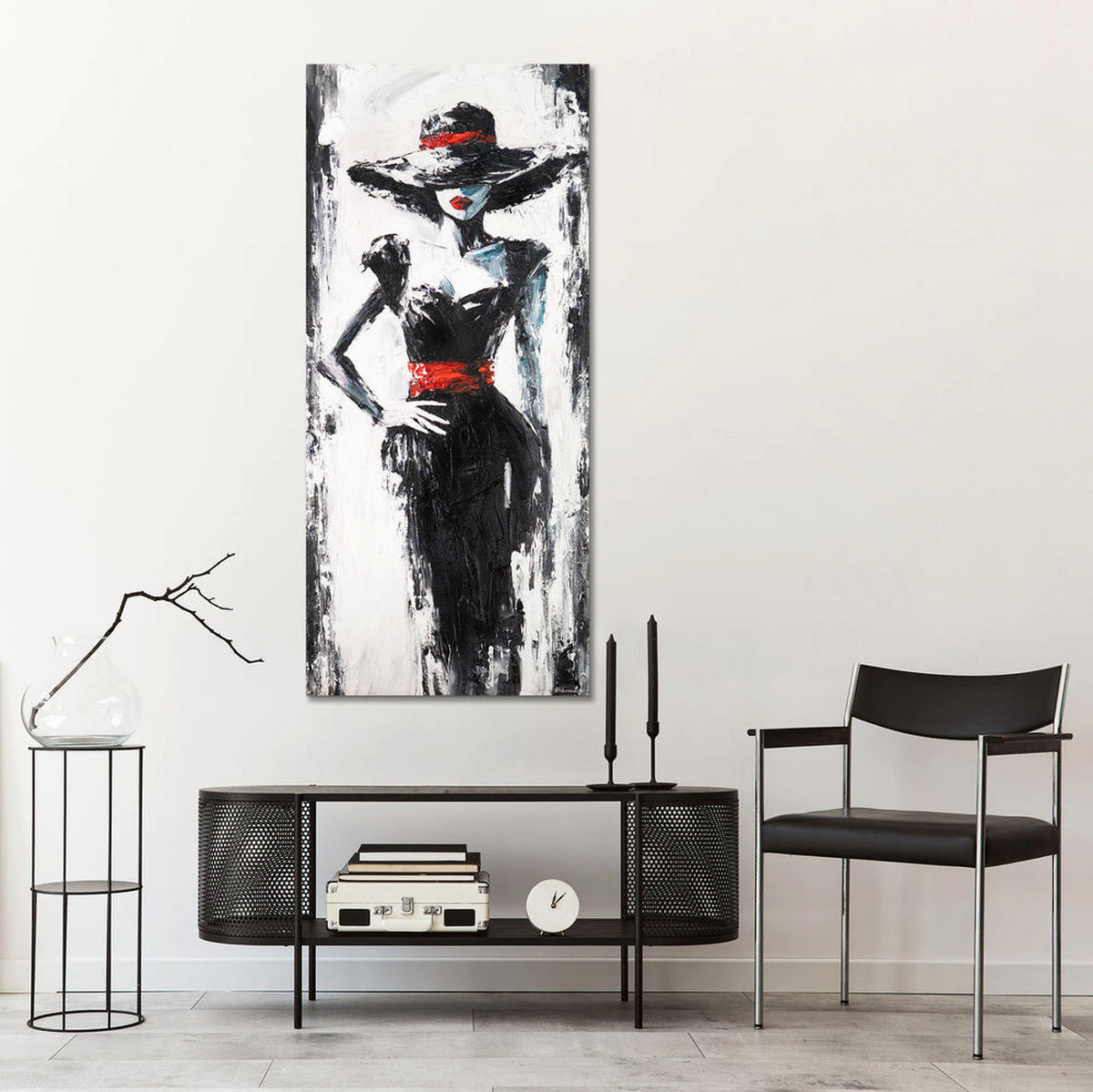 GEMÄLDE Mysteriöser Fremder auf Keilrahmen 115x50 cm - Multicolor, Holz (115/50cm) - YS-art gallery