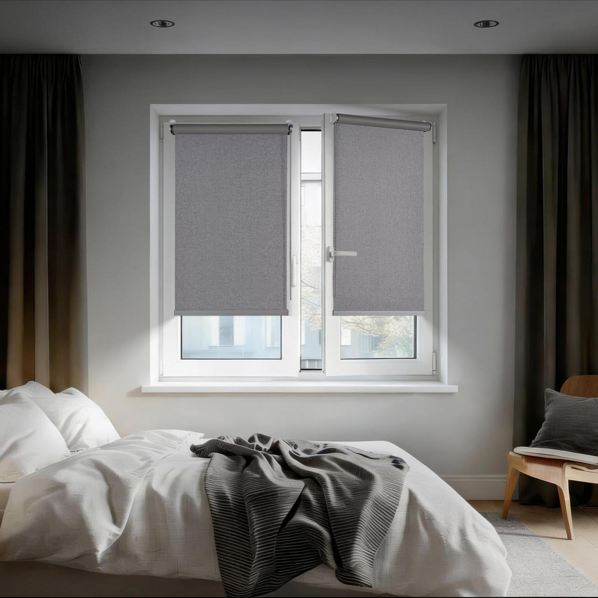 VERDUNKELUNGSROLLO Moon Plus Easyfix Grau 60x180 - Grau, Kunststoff (60/180/1cm) - STORESDECO