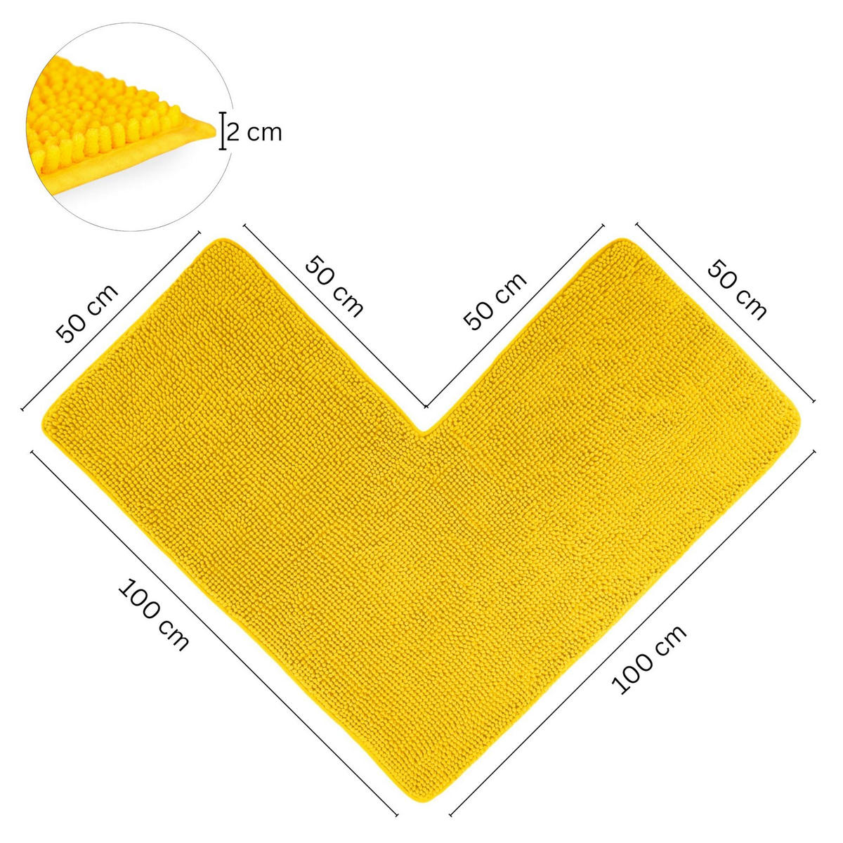 ECKBADEMATTE PARIS - Gelb, Textil (100/100cm) - WohnDirect