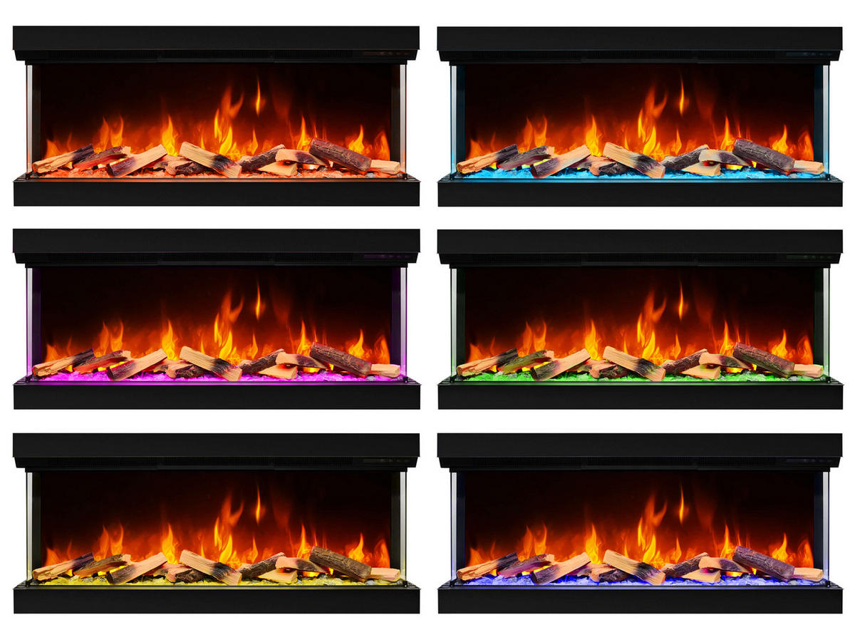 EINBAU-ELEKTROKAMINEINSATZ AF50TS – dreiseitig, Breite 125 cm, 3D-Flammeneffekt, Heizfunktion, WLAN - Schwarz, Glas/Metall (125/55.5/32cm) - ArtiFlame