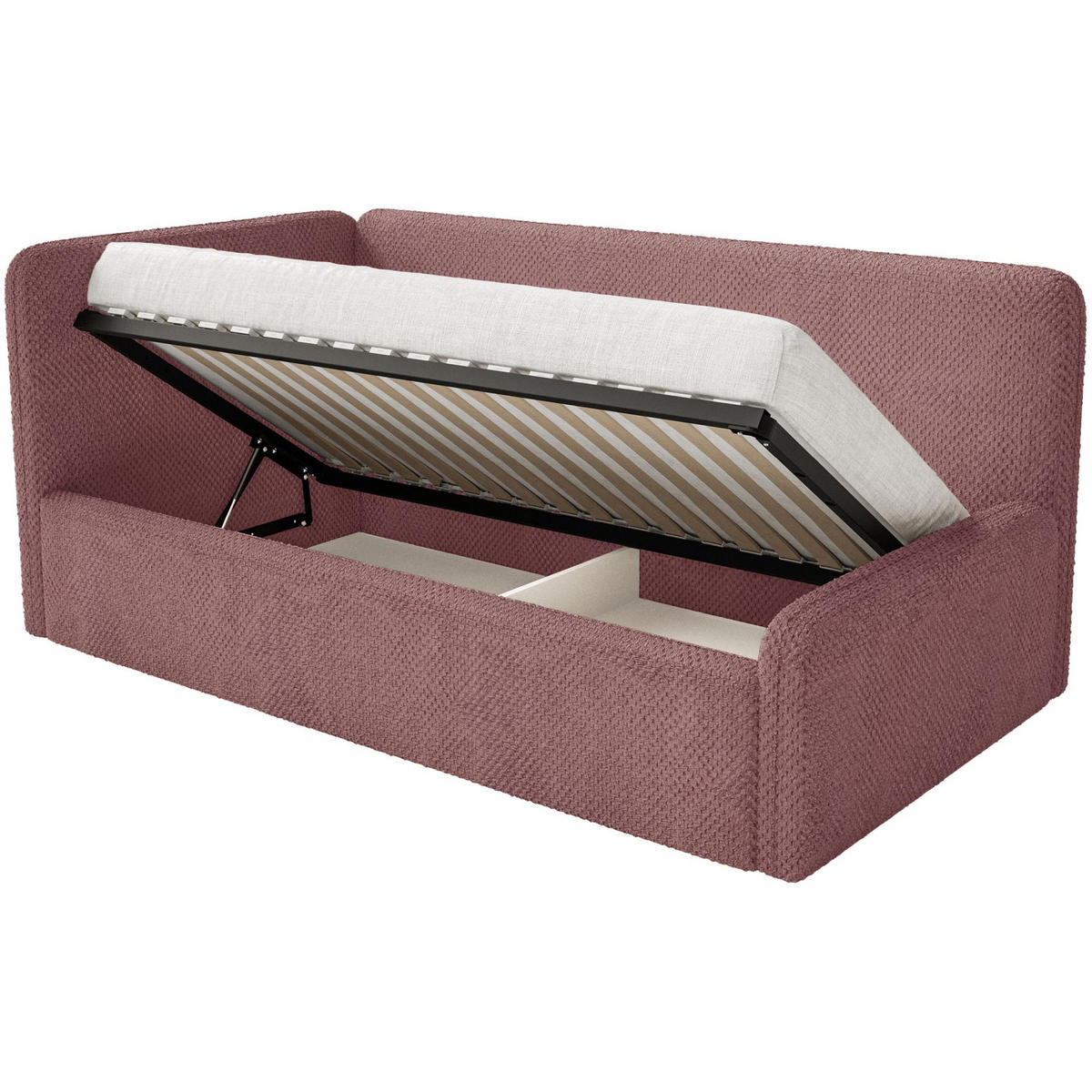 KINDERBETT Fanko Samt Rosa 90x200 cm - Pink/Schwarz, Kunststoff/Textil (90/200cm) - Selsey