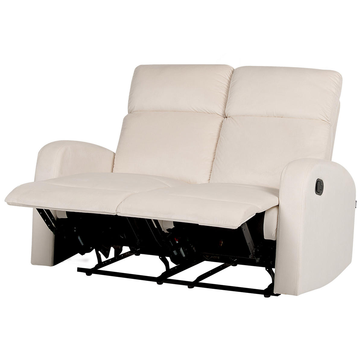 2-SITZER-SOFA Samtstoff creme manuell verstellbar Verdal - Weiß, Textil (128/102/73cm) - Beliani