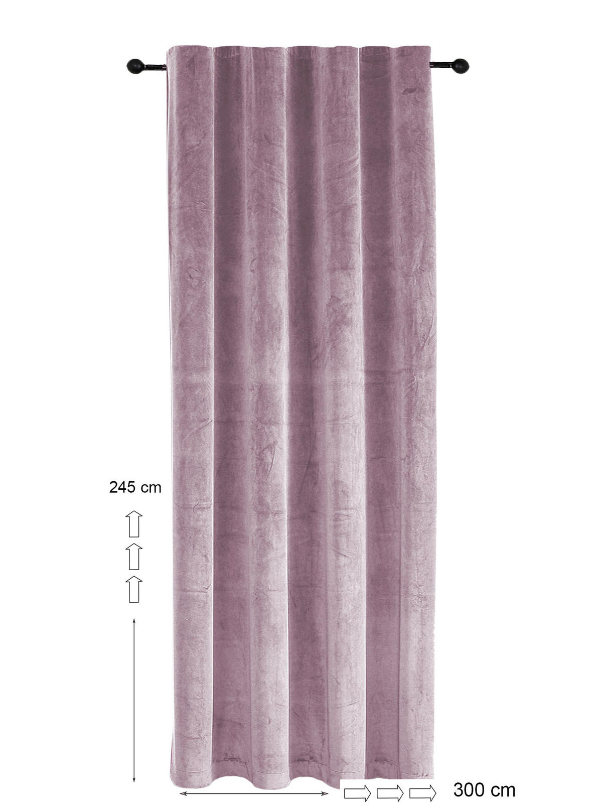 VORHANG Kräuselband Samt 300/245 cm Altrosa - Altrosa, Textil (300/245/245cm) - TiborTex