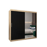 SCHWEBETÜRENSCHRANK 200/200/62 2-türig - Silberfarben/Schwarz, Holz/Kunststoff (200/200/62cm) - Abiks Möbel
