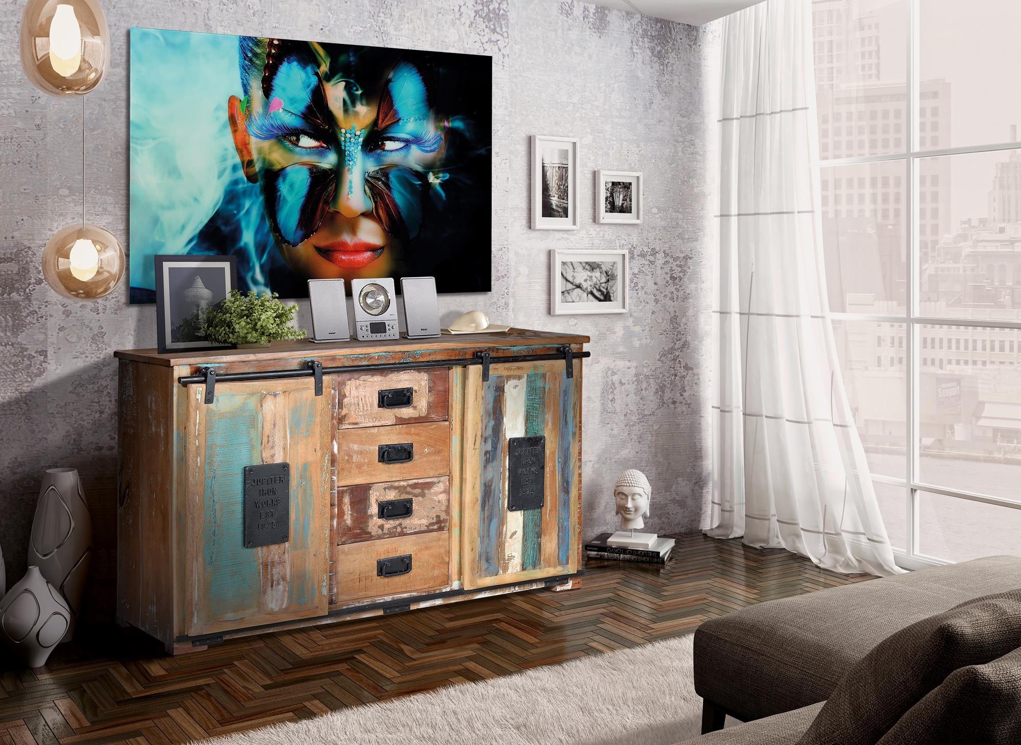 SIDEBOARD aus recyceltem Holz - Chromfarben, Holz (38/81/150cm) - Giner y Colomer