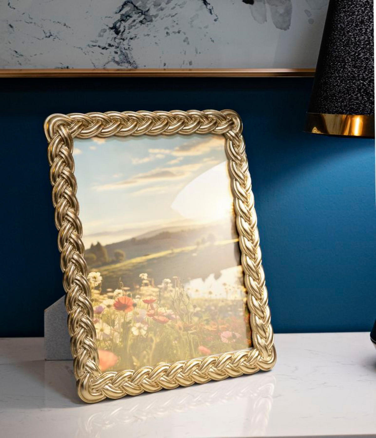 RAHMEN Oval Stuckatur 25/30 cm - Goldfarben, Kunststoff (25/30/2cm) - Mauro Ferretti