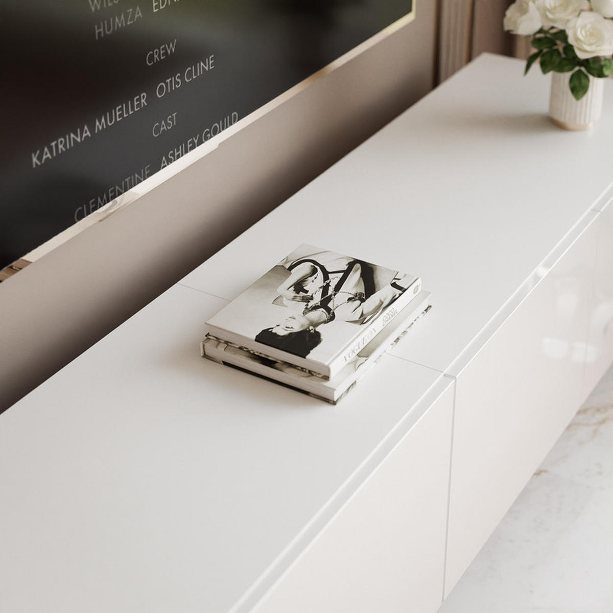 TV-LOWBOARD ANGEL Weiß glänzend stehend mit LED-Beleuchtung 200 cm - Weiß, Holzwerkstoff (200/49/40cm) - Idohome