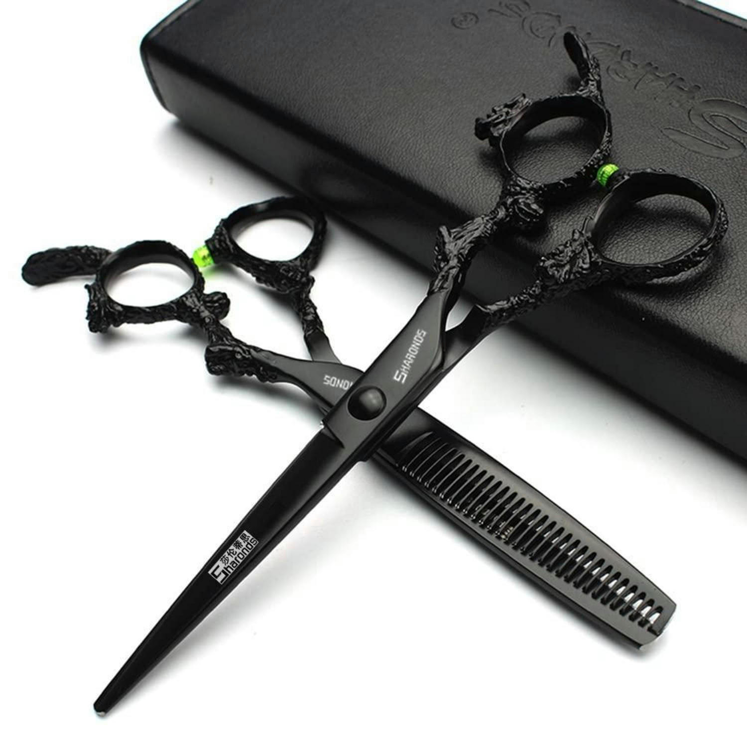 FRISEURSCHEREN Set 6 Zoll JP440c Edelstahl Ergonomisch - Schwarz, Metall (10/1.5/25cm)
