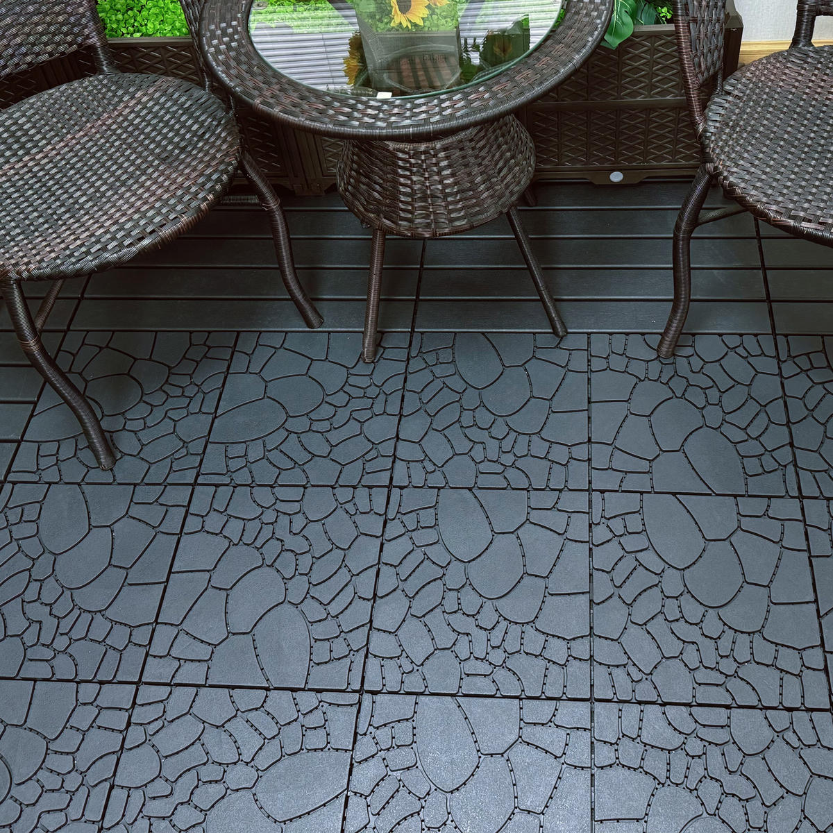 TERRASSENFLIESE 30.5/30.5/2 Dunkelgrau, Polypropylen 44 Stück - Dunkelgrau, Kunststoff (30.5/30.5/2cm) - Oxeza