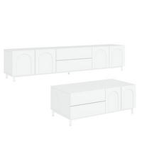 LOWBOARD DE-40125 und Couchtisch Weiß - Weiß, Holzwerkstoff (180/48/40cm) - ComfortXL