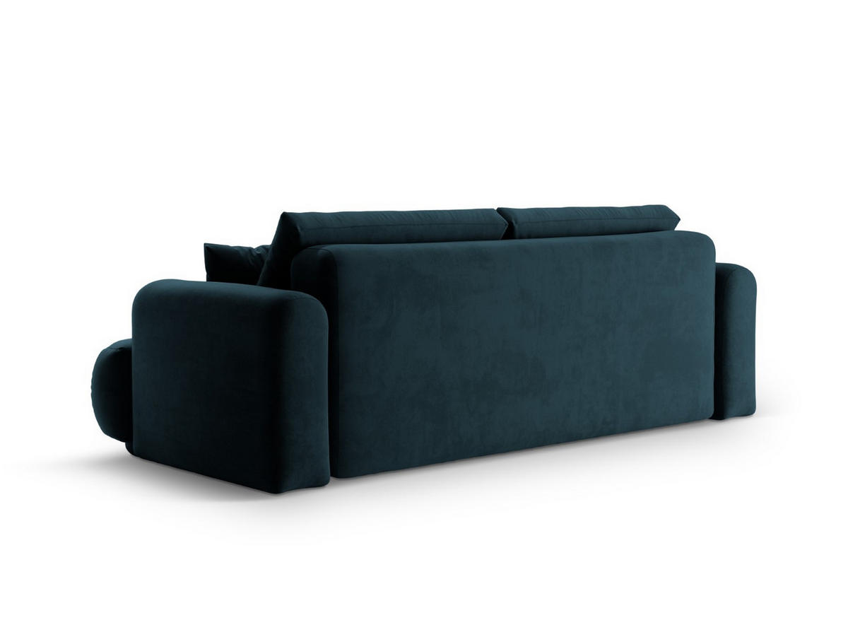 SOFA ausklappbar mit Bettkasten Ella aus Samt dunkel petrol 3 Sitzplätze - Salbeigrün, Textil (271/94/108cm) - Micadoni