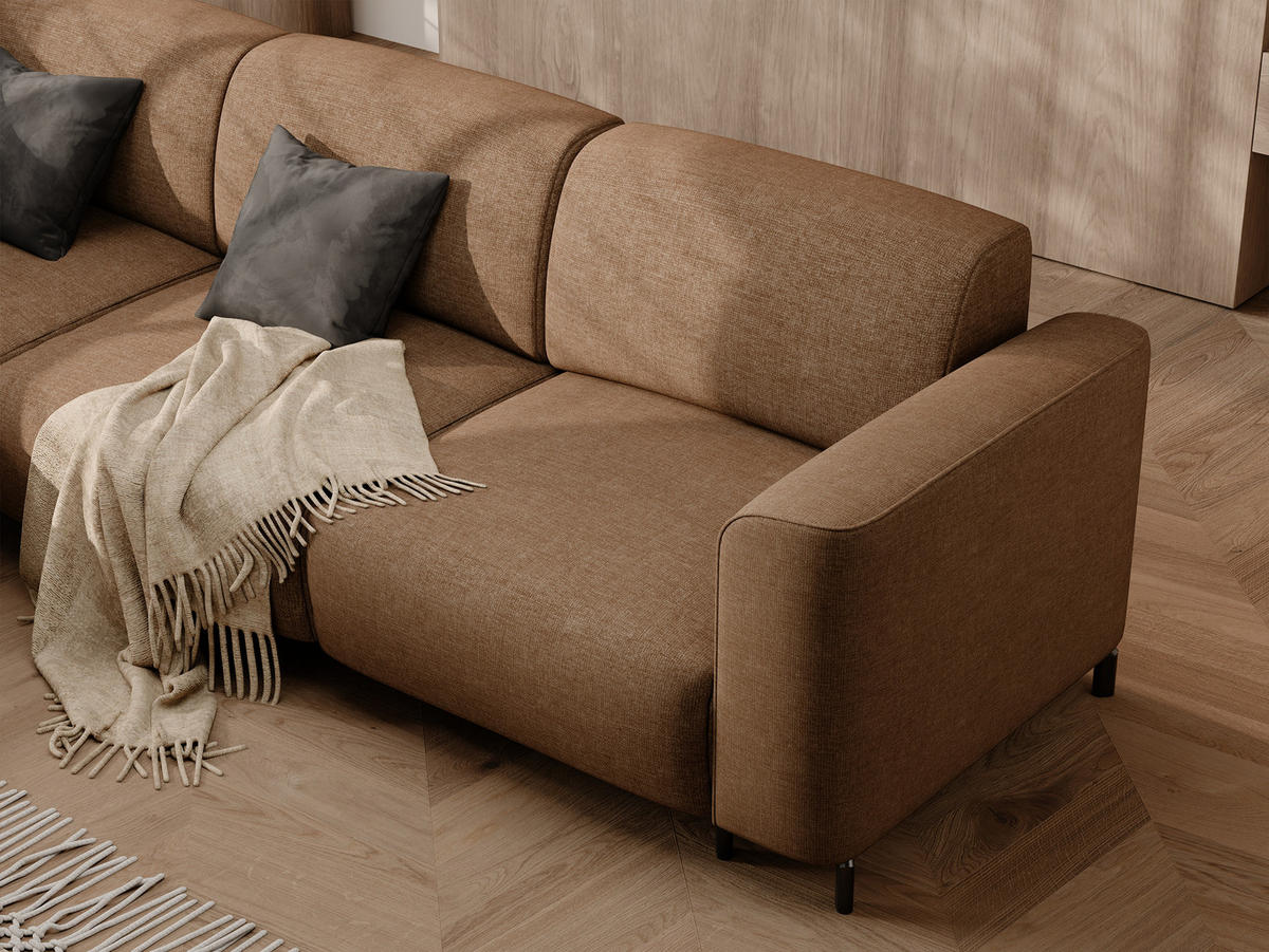 ECKSOFA TORIN Chenille-Stoff in Braun - Braun, Holzwerkstoff/Kunststoff (277/218cm) - Idohome