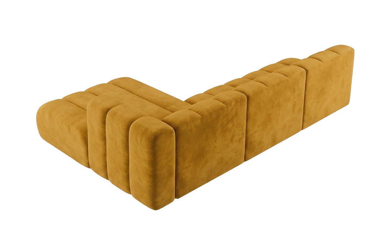 ECKSOFA Modulares In L-Form, Velvet-Stoff Riviera, Senffarbe, Links, GRAND 295 cm - Gelb, Holz (295/179cm) - Kaiser Möbel