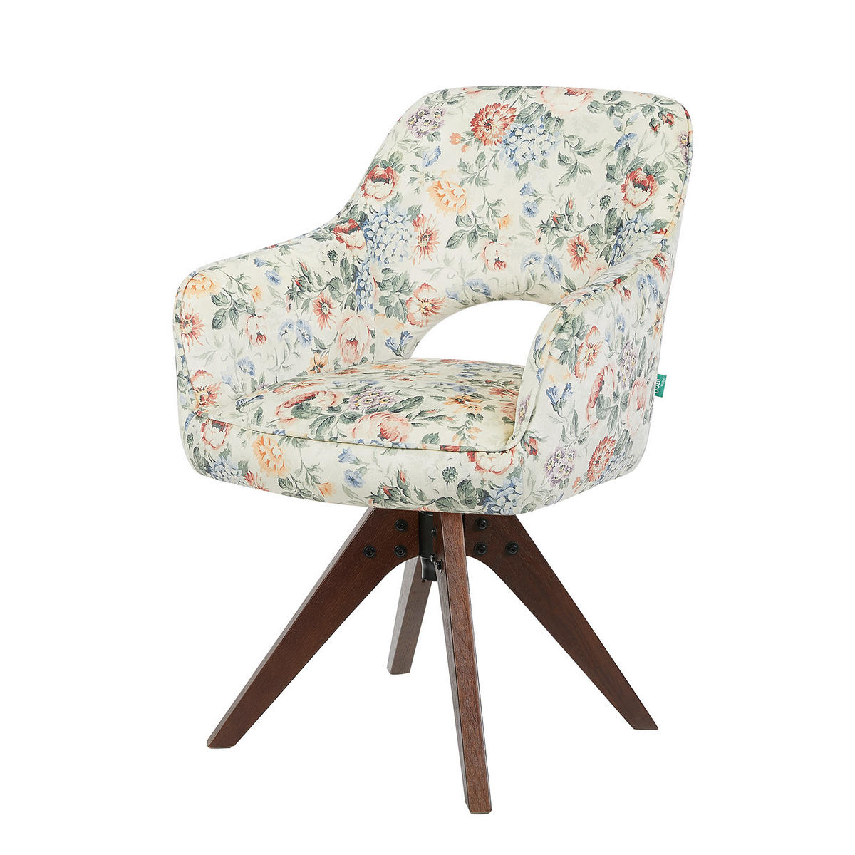 DREHSTUHL Mika-Lena 2er-Set - Nussbaumfarben/Multicolor, Eichenholz/Holz (60/87/65cm) - DUBI Möbel