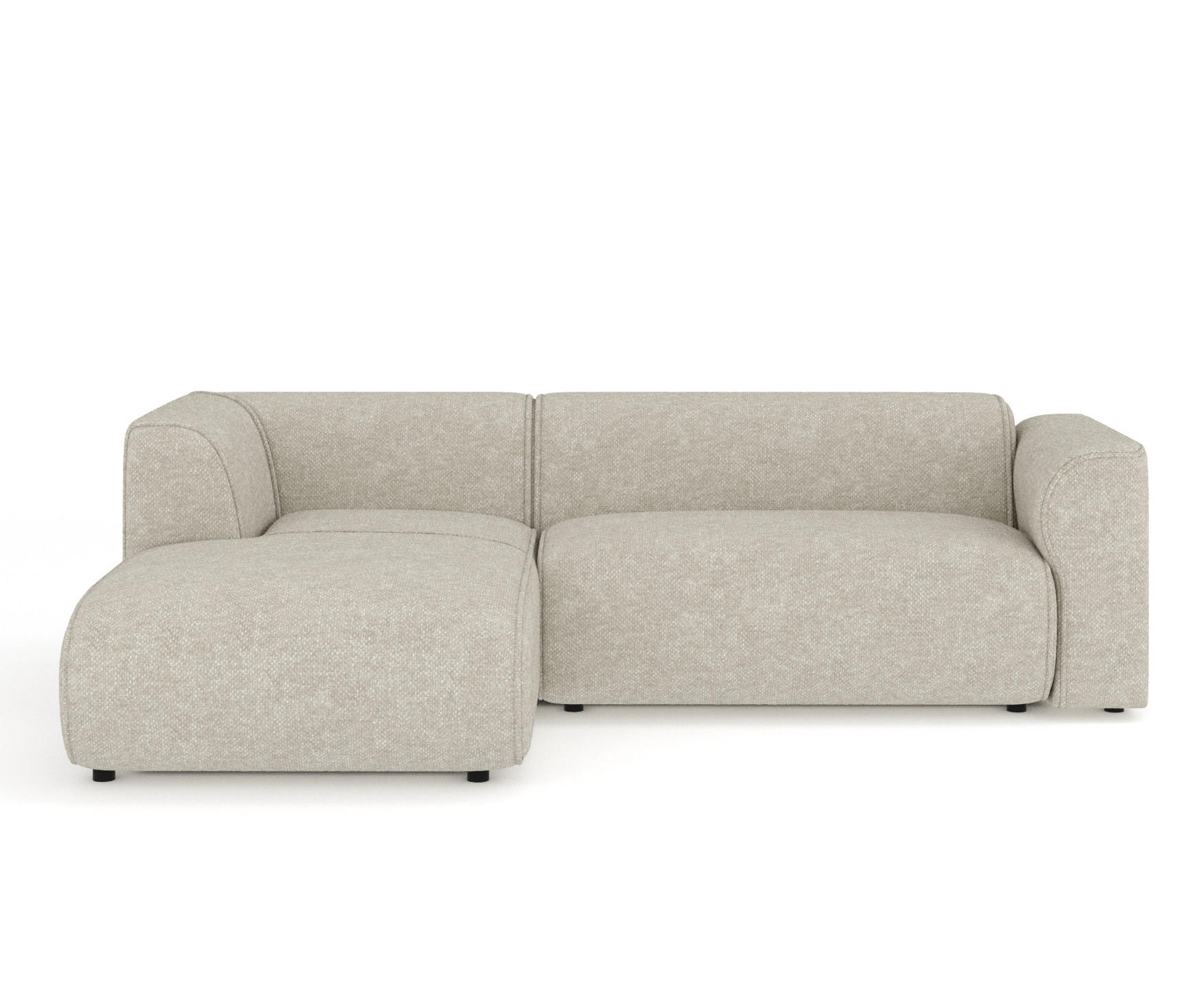 ECKSOFA Melani Beige Grau Chenille-Stoff - Beige/Schwarz, Holz/Holzwerkstoff (253/153cm) - Maison de Reve