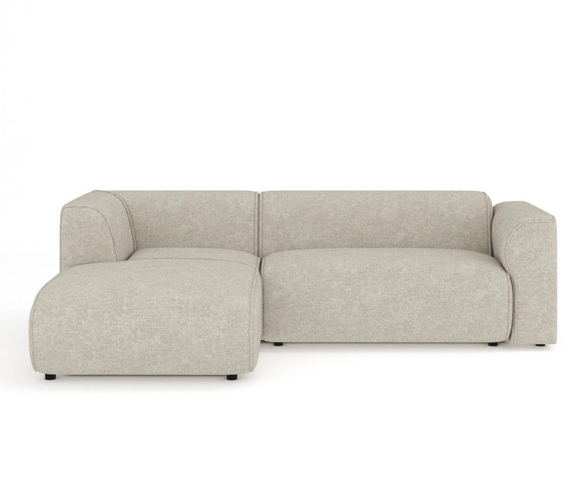 ECKSOFA Melani Beige Grau Chenille-Stoff - Beige/Schwarz, Holz/Holzwerkstoff (253/153cm) - Maison de Reve