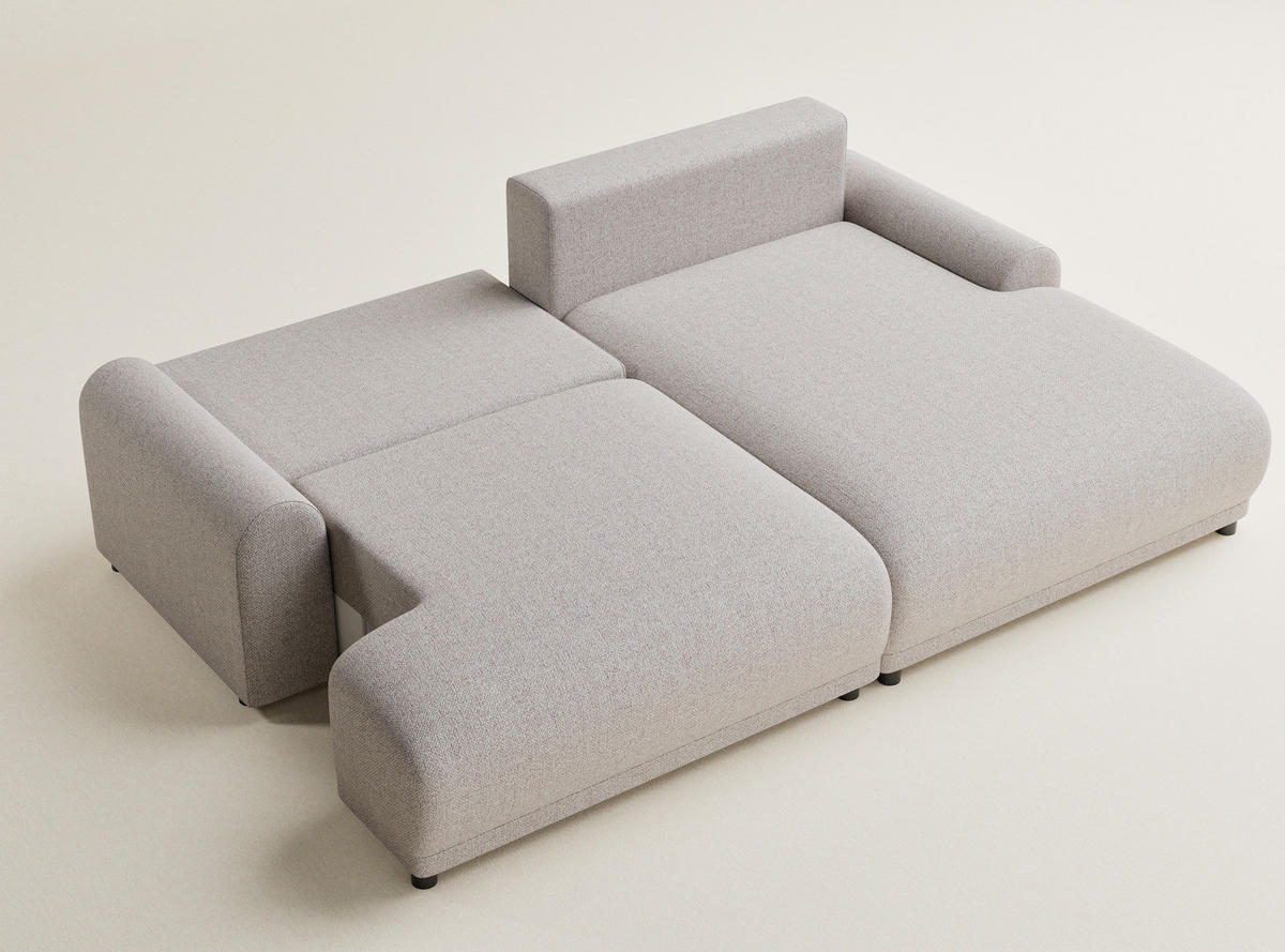 ECKSOFA MIT SCHLAFFUNKTION Tallin Beige Webstoff - Beige/Schwarz, Holz/Holzwerkstoff (240/145cm) - Maison de Reve