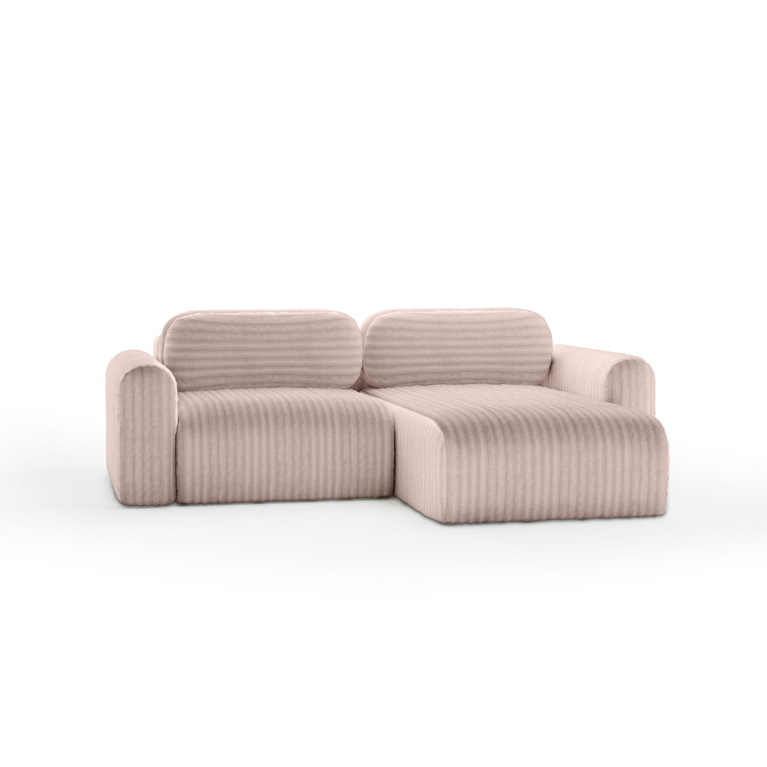 ECKSOFA mit Schlaffunktion Emmen Mini, Rosa - Pink, Textil (246/100cm) - Fedve