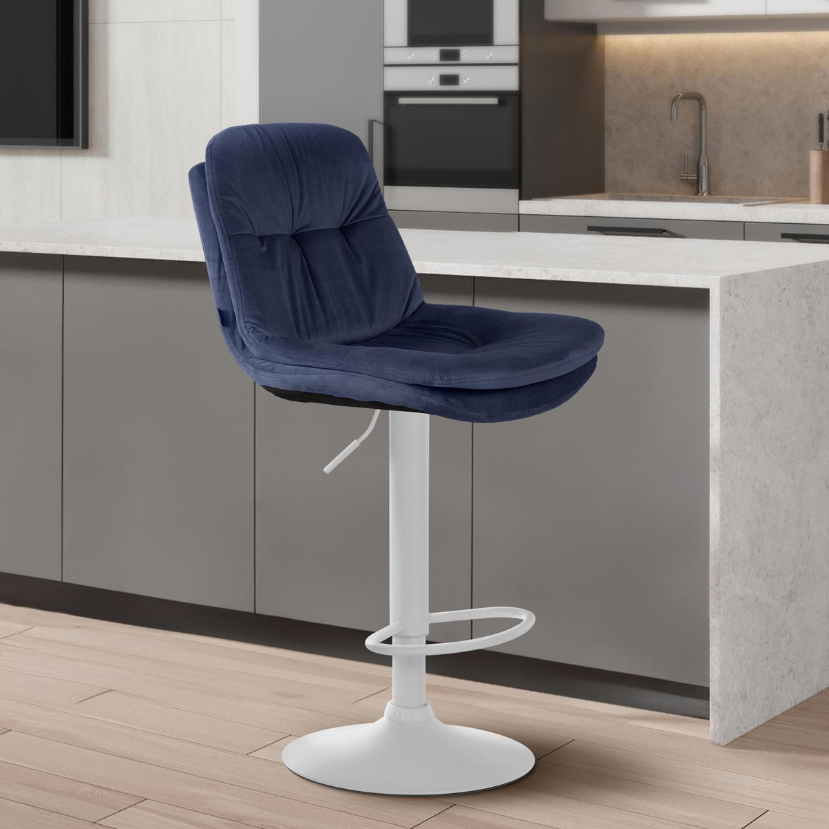 BARHOCKER Samt blau - Blau/Schwarz, Textil (46/94/54cm) - CLP