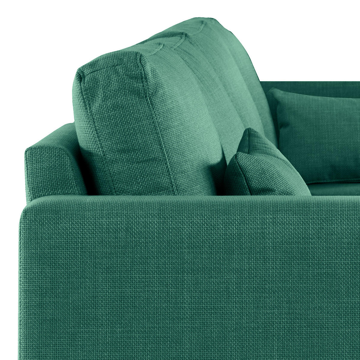 ECKSOFA mit Longchair - Dunkelgrün/Eichefarben, Eichenholz/Textil (281/153cm) - home24