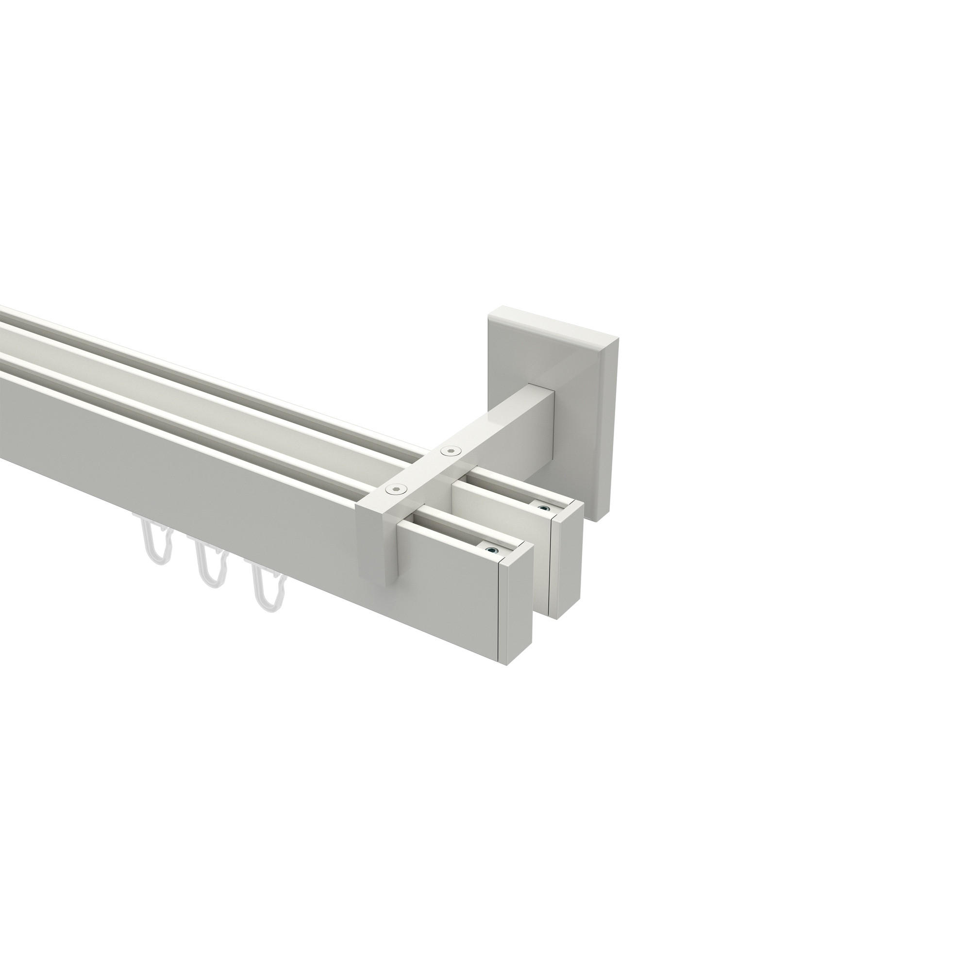 INNENLAUF-GARDINENSTANGEN-SET Smartline Paxo 260 cm (geteilt in 2 x 130 cm), 2-läufig, 14x35 mm Weiß - Weiß, Metall (260cm) - INTERDECO