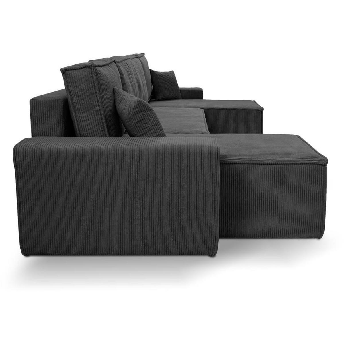 WOHNLANDSCHAFT Hektor U mit Schlaffunktion dunkelgrau - Dunkelgrau/Schwarz, Kunststoff/Textil (318/94/152cm) - Beautysofa