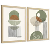 POSTER 3er Kunstdruck-Set Wandbilder Abstrakt Grün modern Wohnzimmer Deko, Schlafzimmer, Küche, Badezimmer Rahmenlos A3 - Klar, Papier (29.7/1/42cm) - Nacnic