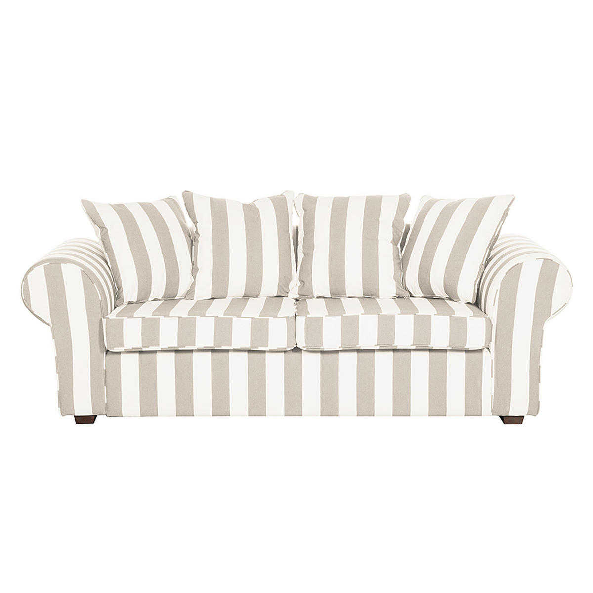 3-SITZER SOFA - Webstoff - Dunkelbraun/Beige, Buchenholz/Textil (217/88/88cm) - home24