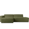 ECKSOFA-LINKS MUDI in moderner Optik mit hochwertigem Kaltschaum, Cord-Stoff, khaki - Schwarz/Grün, Textil (280/160cm) - KONSIMO®
