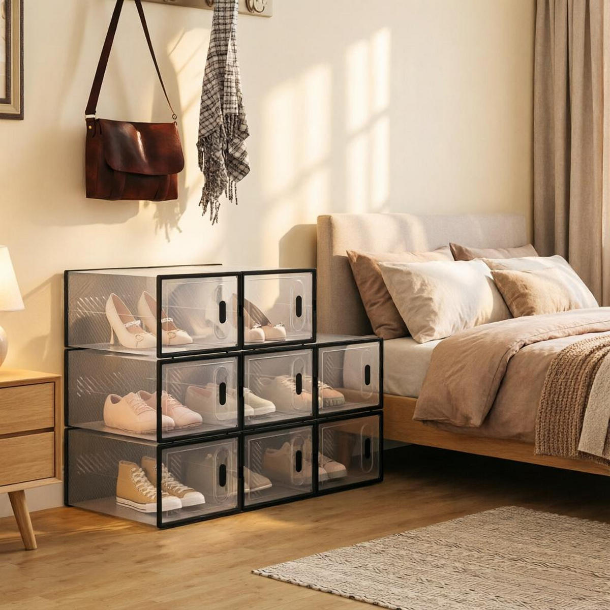 AUFBEWAHRUNGSBOXEN Schwarz & Transparent 8er-Set 50/35,5/70 cm - Schwarz, Kunststoff (50/70/35.5cm) - PANGIVO