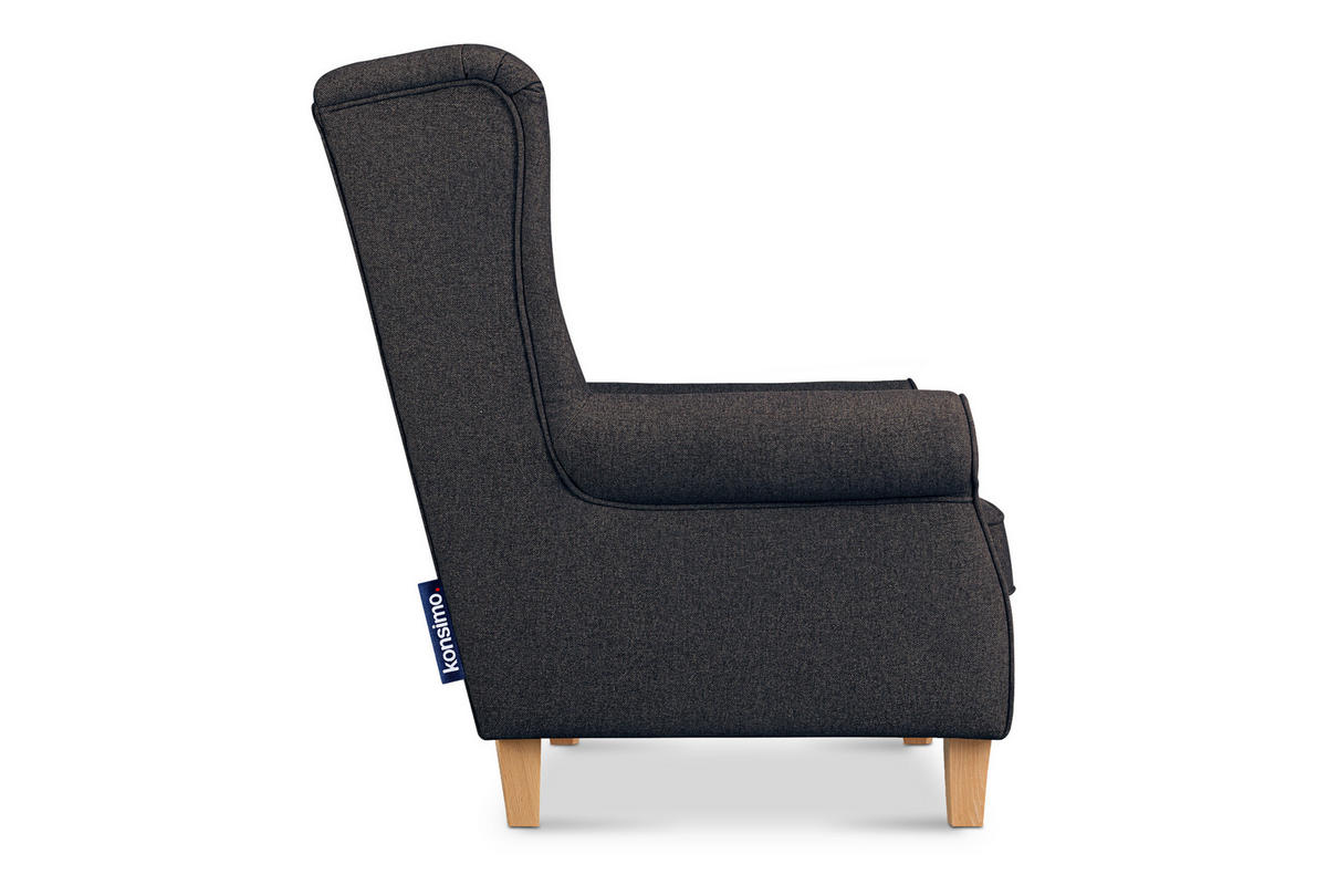 OHRENSESSEL MILES Massivholzbeine buche, marine - Blau/Dunkelblau, Holzwerkstoff/Buchenholz (82/105/97cm) - KONSIMO®