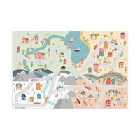 KINDERTEPPICH Jahreszeiten - Stadt - Häuser - Straße - Kinder - Auto 105x70 cm - Multicolor, Kunststoff (105/70cm) - MuchoWow