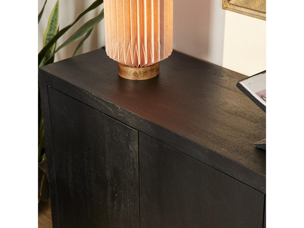 SIDEBOARD Leuven Mangoholz 200 cm / 45 cm Schwarz - Schwarz, Holz (200/80/45cm) - Villa Möbel