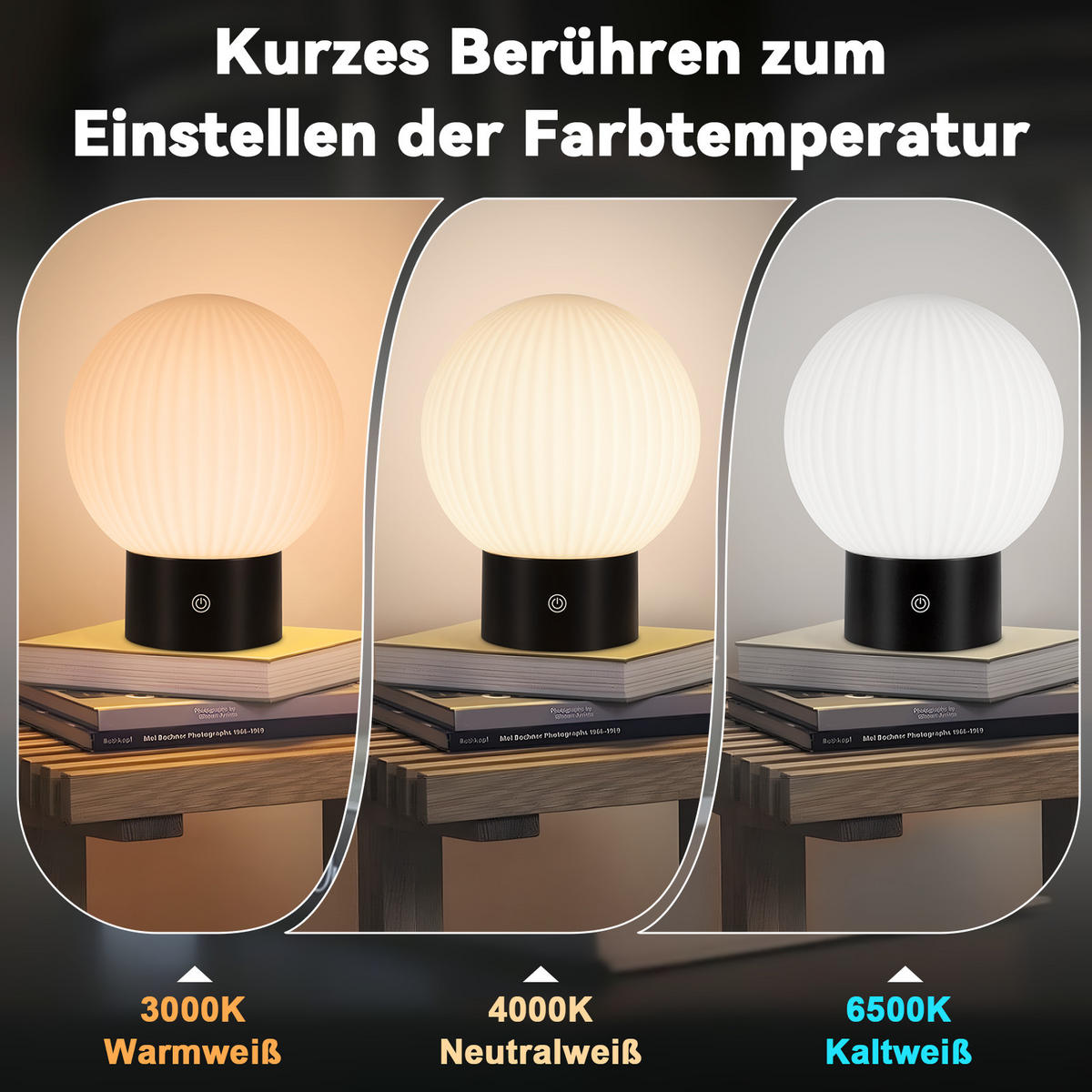 LED TISCHLAMPE Luminara 18.4/15/8.7 cm - Weiß, Glas (18.4/15/8.7cm) - ZMH