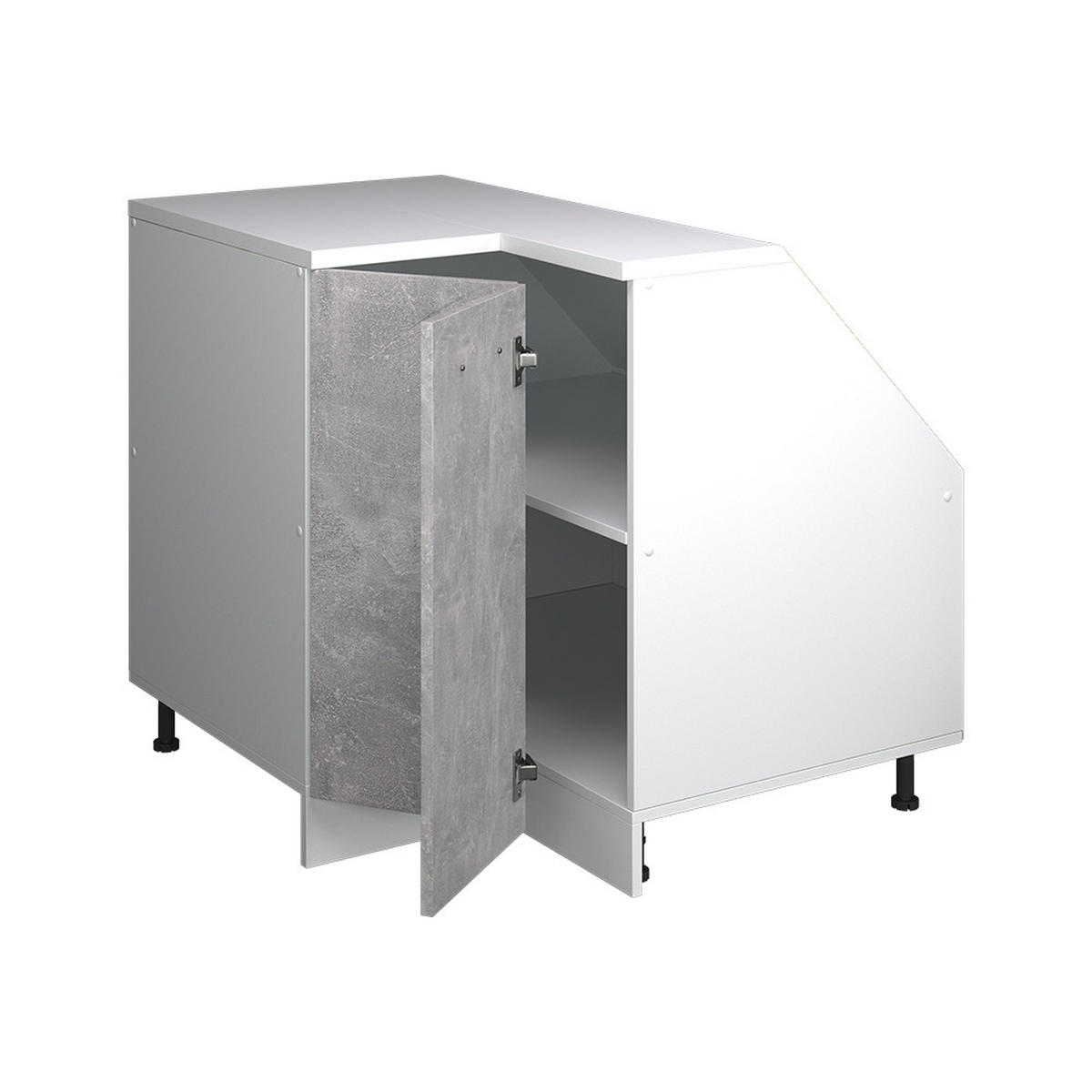 KOTNI KUHINJSKI ORMAR ZA KOSINE KROVA R-Line Beton 75.6 cm s 1 vratima, korpus ormarića dubine 60 cm - bijela/siva, drvni materijal (75.6/83.8/60cm) - Vicco
