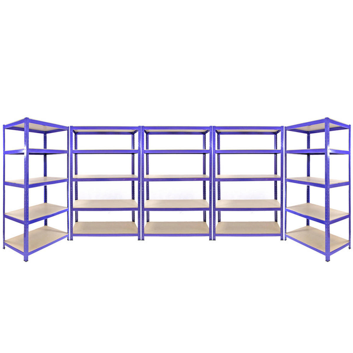 LAGERREGAL 2 x 180 x 90 x 50cm + 3x Lagerregale 180 x 120 x 50cm Blau - Blau, Metall (120/180/50cm)