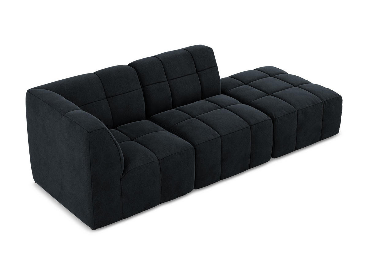 ECKSOFA Rechts Samt Stoff Blau - Türkis/Schwarz, Holzwerkstoff/Kunststoff (240/90cm) - Makamii