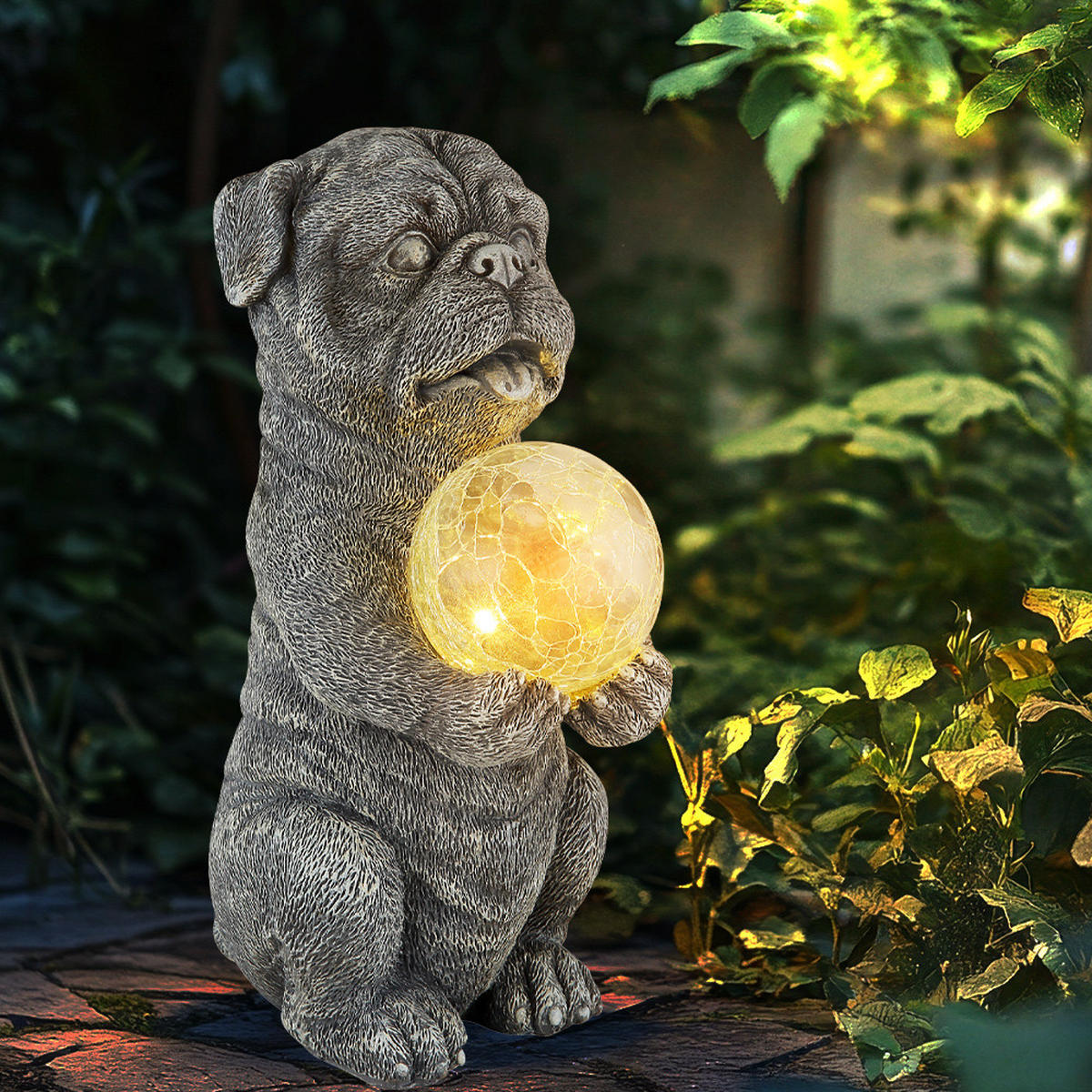 LED AUSSENLEUCHTE Hund Grau - Grau, Glas (17.5/13/29cm) - Globo Lighting