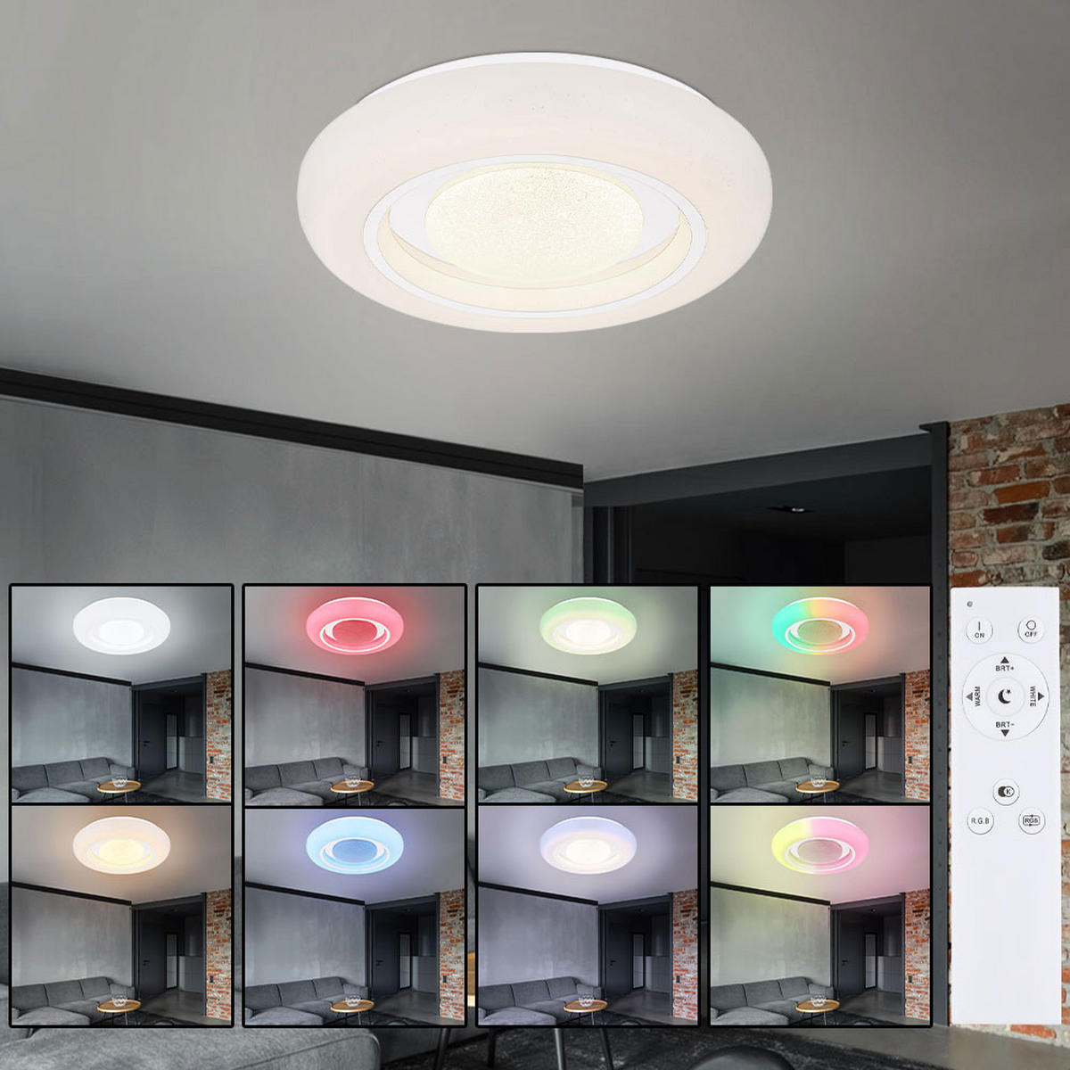 LED DECKENLEUCHTE Kristall Weiß Opal - Weiß, Metall (39/39/8cm) - Globo Lighting