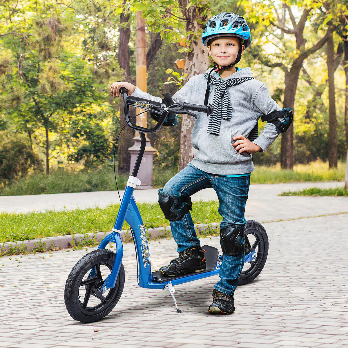 KINDERSCOOTER DE-16936 30 cm EVA-Reifen Blau - Blau, Metall (120/52/88cm) - ComfortXL
