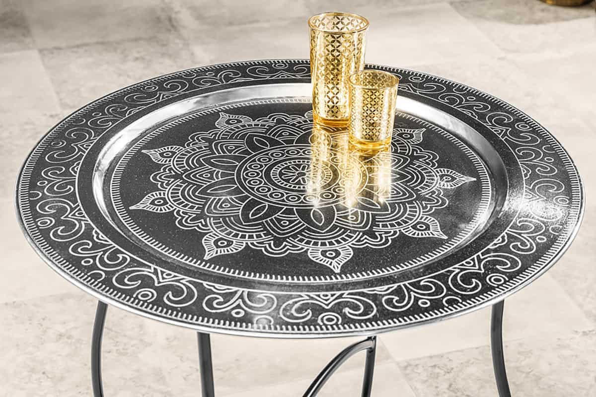 COUCHTISCH MARRAKESCH Eisen rund Silber 60cm - Silberfarben, Metall (60/60/51cm) - riess-ambiente