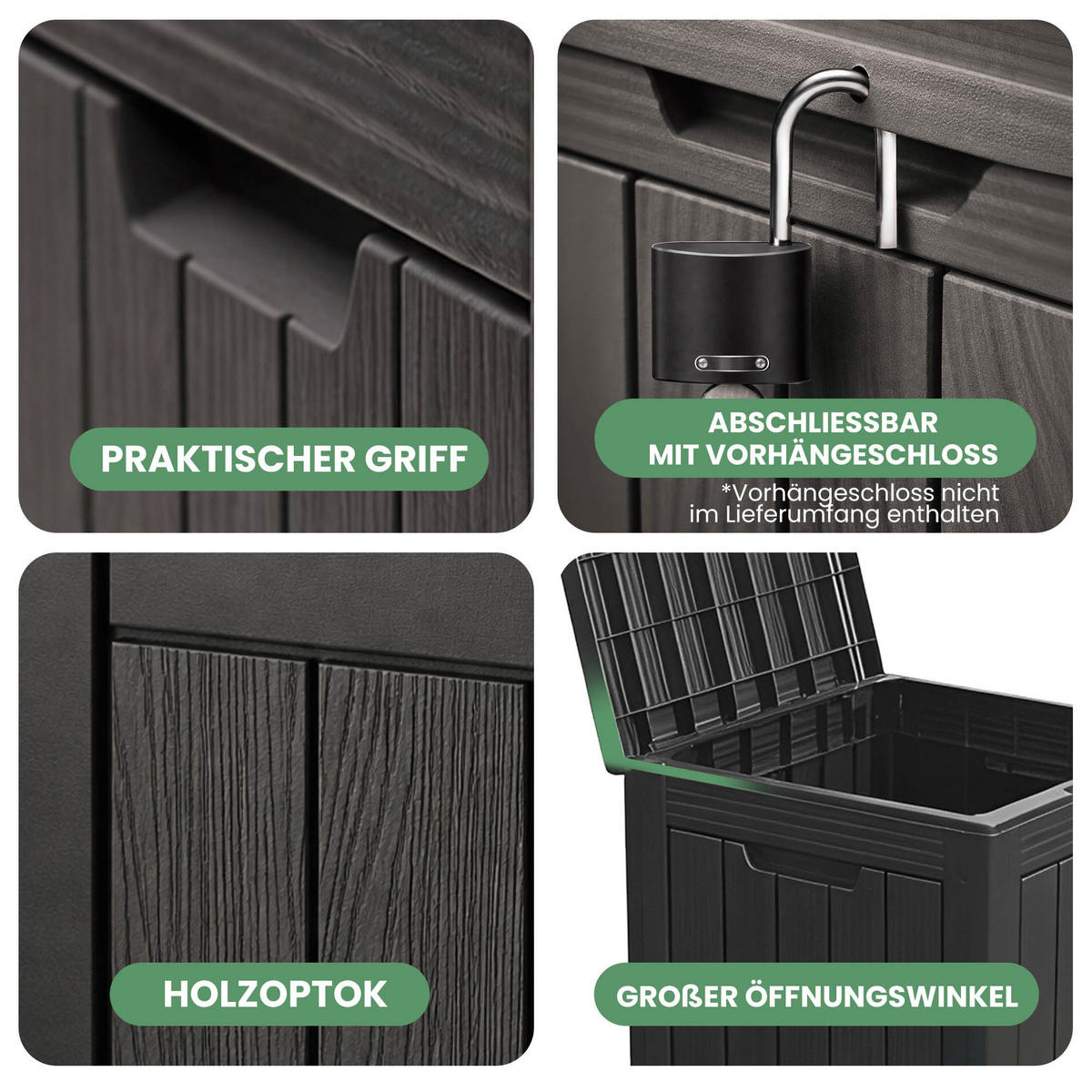 GARTENBOX 113L Schwarz - Schwarz, Kunststoff (46/58.5/43cm) - Akord