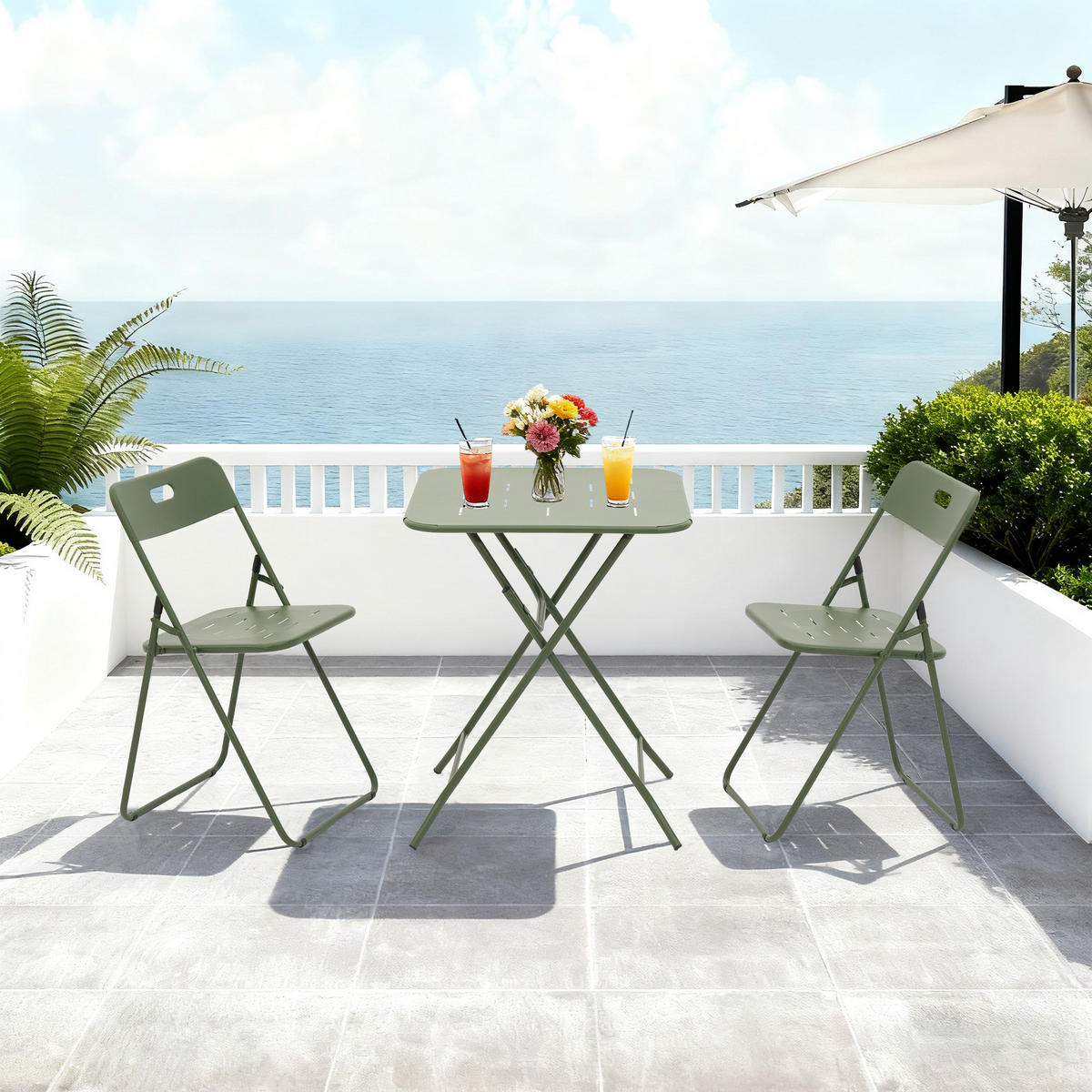 BALKONSET BISTRO SET,klappbar,Metall,für 2 Personen,Grün - Grün, Metall - LVHOM