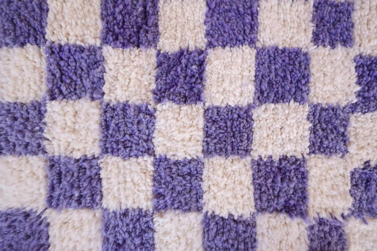 BERBERTEPPICH mit Karomuster aus Wolle 200x 300 cm - Lila, Naturmaterialien (200/300cm) - AFK Living