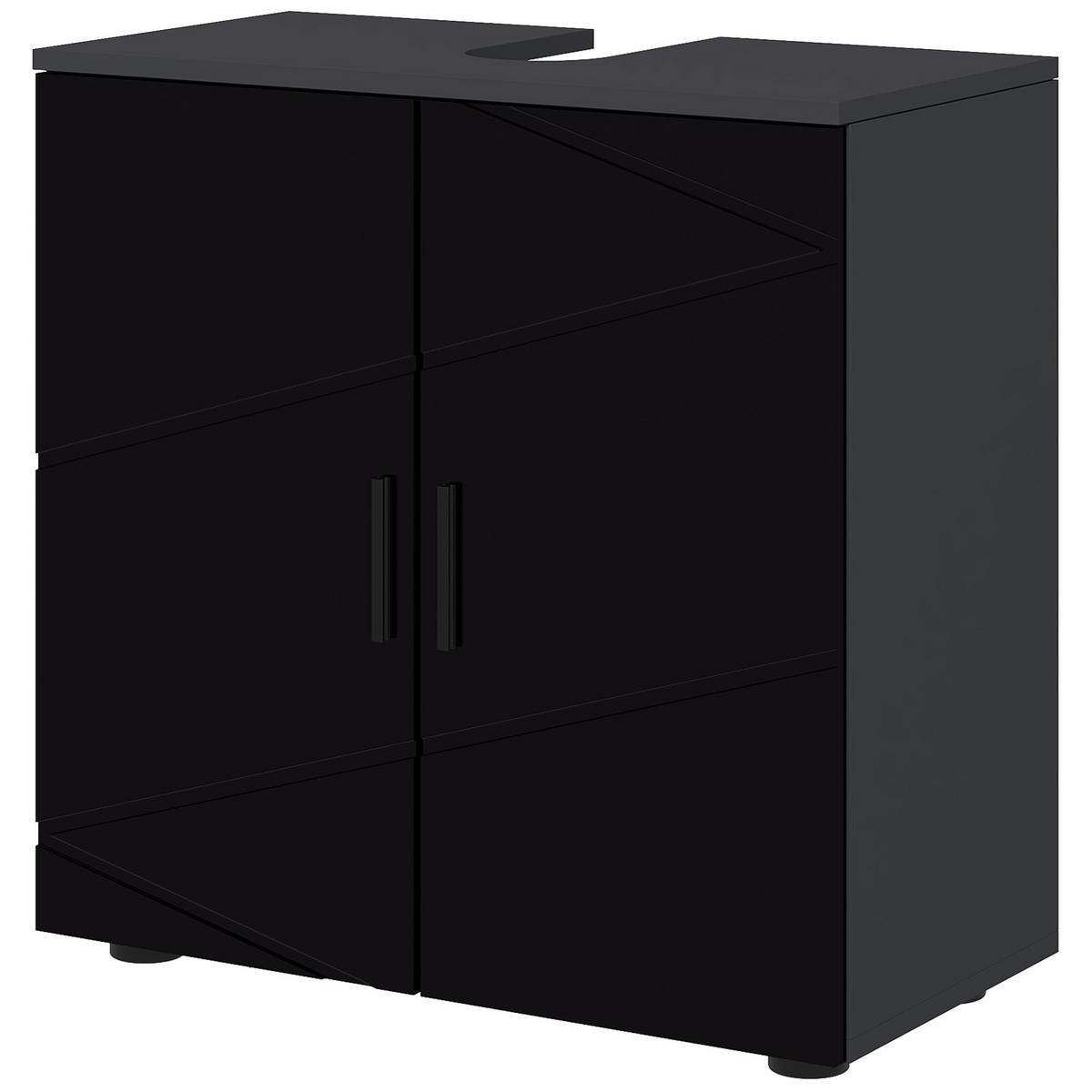 WASCHBECKENUNTERSCHRANK Schwarz, Grau 1 Stück - Beige, Kunststoff (60/60/30cm) - GiPP