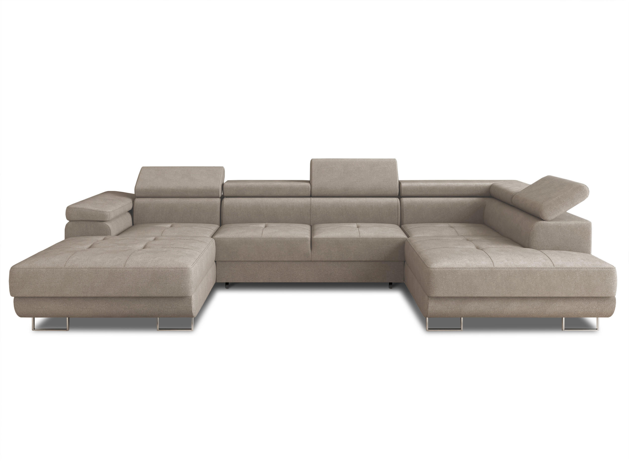 WOHNLANDSCHAFT Caris U, Seite: Links - Beige, Holz/Textil (348/90/205cm) - Sofnet