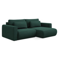 ECKSOFA mit Schlaffunktion Strukturstoff Stoff Grün - Dunkelgrün/Schwarz, Kunststoff/Textil (240/149cm) - LaMiaSofa