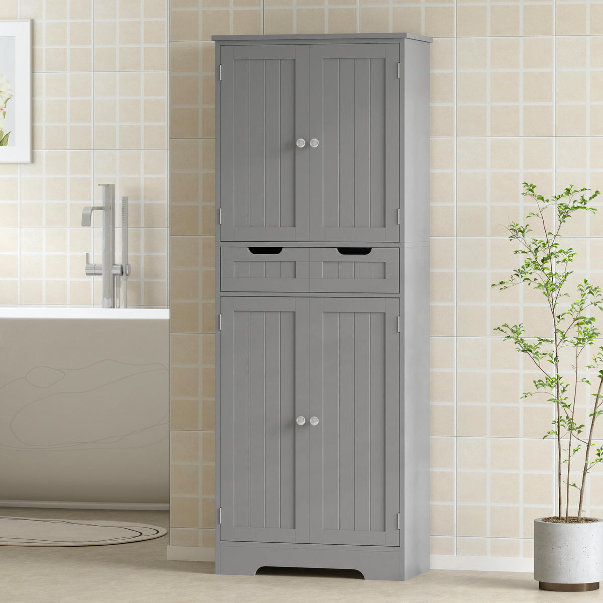 MIDISCHRANK DE-12543 60/30/160 cm Grau - Grau, Holzwerkstoff (30/160/60cm) - ComfortXL